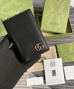 Gucci GG Marmont Card Case Black with Silver Hardware 4.5in/11cm GG 428737 0YK0N 1000