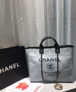 Alternative view of Chanel Deauville Tote Canvas Bag Light Grey For Women, Women’s Handbags, Shoulder Bags 15in/38cm A66941