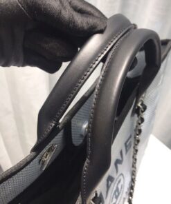 Chanel Deauville Tote Canvas Bag Light Grey For Women, Women’s Handbags, Shoulder Bags 15in/38cm A66941 - Image 7