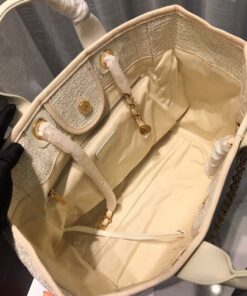 Chanel Deauville Tote Bag 15in/ 38cm Beige Tweed Canvas Gold Hardware For Women - Image 7