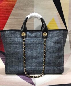 Alternative view of Chanel Deauville Tote Bag 15in/ 38cm Black/Dark Blue Gold Hardware For Women A66941