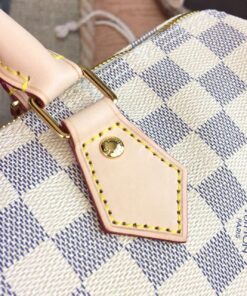 Louis Vuitton Speedy 30 Top Handle Bag 11.8in/ 30cm White/ Multicoloured Damier Azur Canvas Gold Hardware For Women N41370 - Image 9