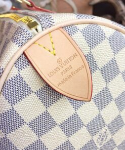Louis Vuitton Speedy 30 Top Handle Bag 11.8in/ 30cm White/ Multicoloured Damier Azur Canvas Gold Hardware For Women N41370 - Image 12