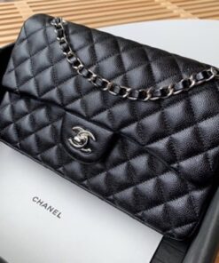 Alternative view of Chanel Classic Double Flap Bag Medium Crossbody 10in/ 25.5cm Black Silver Hardware For Women A01112