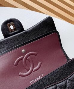 Chanel Classic Double Flap Bag Medium Crossbody 10in/ 25.5cm Black Silver Hardware For Women A01112 - Image 4