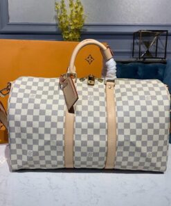 Louis Vuitton Keepall Bandouliere 45 Damier Azur Canvas For Women, Travel Bags, 17.7in/45cm – N41430 - Image 3