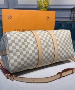 Louis Vuitton Keepall Bandouliere 45 Damier Azur Canvas For Women, Travel Bags, 17.7in/45cm – N41430 - Image 6