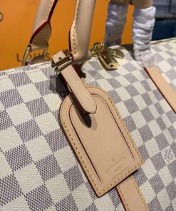 Louis Vuitton Keepall Bandouliere 55 Travel Bag 21.7in/ 55cm Damier Azur Gold Hardware N41429 - Image 6