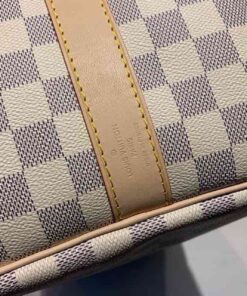 Louis Vuitton Keepall Bandouliere 55 Travel Bag 21.7in/ 55cm Damier Azur Gold Hardware N41429 - Image 8
