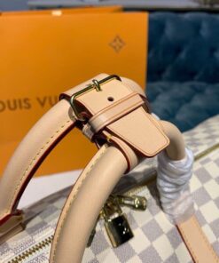 Louis Vuitton Keepall Bandouliere 55 Travel Bag 21.7in/ 55cm Damier Azur Gold Hardware N41429 - Image 9