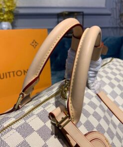 Louis Vuitton Keepall Bandouliere 55 Travel Bag 21.7in/ 55cm Damier Azur Gold Hardware N41429 - Image 11