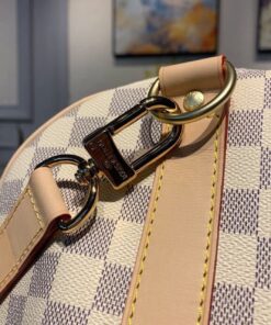 Louis Vuitton Keepall Bandouliere 55 Travel Bag 21.7in/ 55cm Damier Azur Gold Hardware N41429 - Image 13