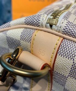 Louis Vuitton Keepall Bandouliere 55 Travel Bag 21.7in/ 55cm Damier Azur Gold Hardware N41429 - Image 18