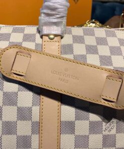 Louis Vuitton Keepall Bandouliere 55 Travel Bag 21.7in/ 55cm Damier Azur Gold Hardware N41429 - Image 19