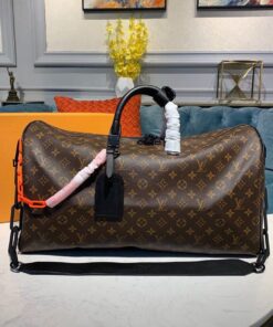 Alternative view of Louis Vuitton Keepall Bandouliere 50 Travel Bag 19.7in/ 50cm Black/ Orange Monogram Black Hardware M44471