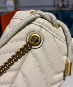Gucci GG Marmont Mini Bucket Bag Matelasse Chevron White For Women 6in/14cm GG 575163 DTDRT 9022 - Image 5