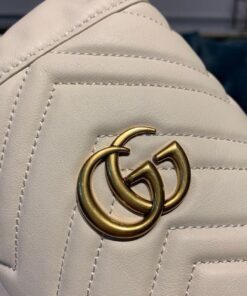 Gucci GG Marmont Mini Bucket Bag Matelasse Chevron White For Women 6in/14cm GG 575163 DTDRT 9022 - Image 6