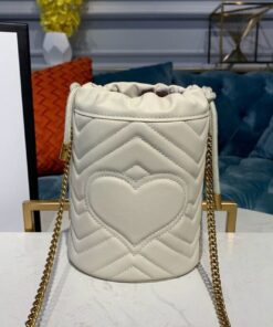 Gucci GG Marmont Mini Bucket Bag Matelasse Chevron White For Women 6in/14cm GG 575163 DTDRT 9022 - Image 7