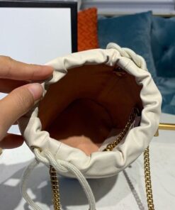 Gucci GG Marmont Mini Bucket Bag Matelasse Chevron White For Women 6in/14cm GG 575163 DTDRT 9022 - Image 9
