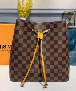 Louis Vuitton Néo Noé BB Bucket Bag – Damier Ebene Canvas, Spring/Summer Collection, 26cm N40213, Safran