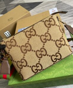 Gucci Jumbo GG Messenger Bag Camel And Ebony Jumbo GG Canvas For Women 9.6in/24.5cm GG 703468 92THF 1000 - Image 6