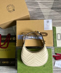 Gucci Marmont Half Moon Shaped Mini Bag White For Women, Women’s Bags 8.5in/22cm GG 699514 DTDHT 9022 - Image 5