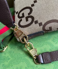 Gucci Jumbo GG Messenger Bag Camel And Ebony Jumbo GG Canvas For Women 9.6in/24.5cm GG 703468 92THF 1000 - Image 9