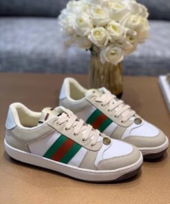 Gucci Screener With Web Sneakers Beige/ White For Women