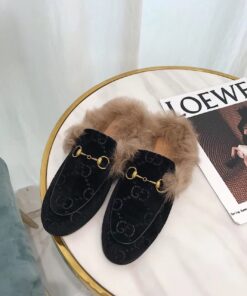 Gucci Princetown Slipper Mules By Velvet Black For Women