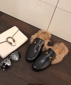 Gucci Re-Edition Princetown Slipper Mules Black For Women GG 397749 DKHH0 1063