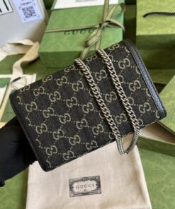 Gucci Dionysus GG Mini Chain Bag Black And Ivory GG Denim Jacquard For Women 8in/20cm 401231 UN3BN 1274 - Image 4
