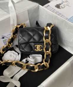 Chanel Mini Flap Bag Black For Women, Women’s Bags Shoulder And Crossbody Bags 6.6in/17cm AS3213
