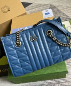 Gucci Marmont Small Matelasse Tote Blue For Women, Women’s Bags 26.5 in/10.4cm GG 675796 UM8BF 4340 - Image 7