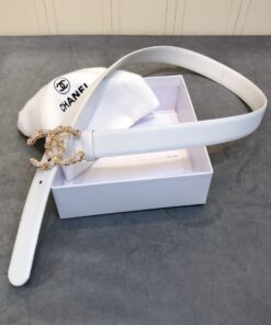Chanel Double C Buckle 30mm Belt White For Women