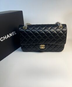 Chanel Classic Double Flap Bag Medium Crossbody 10in/ 25.5cm Black Gold Hardware For Women A01112 - Image 9