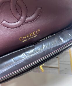 Chanel Classic Double Flap Bag Medium Crossbody 10in/ 25.5cm Black Gold Hardware For Women A01112 - Image 10