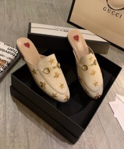 Gucci Princetown Slipper With Bee Stars Beige For Women GG