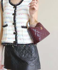 Alternative view of Chanel Clutch With Chain Top Handle Bag 7.3in/ 19cm Burgundy Gold Hardware For Women AP4189-B17675-NZG79