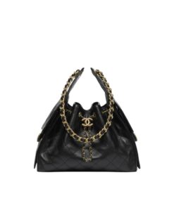 Chanel 25 Small Shoulder Bag 10.2in/ 26cm Black Gold Hardware For Women AS5293 B20304 94305