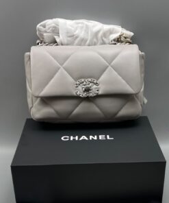 Alternative view of Chanel 19 Flap Bag Small Crossbody 10.2in/ 26cm Grey Gold Silver Hardware For Women