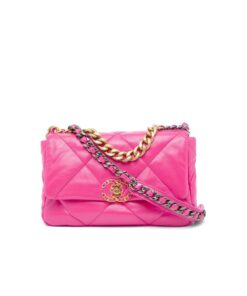 Chanel 19 Flap Bag Small Crossbody 10.2in/ 26cm Pink Gold Hardware For Women AS1160
