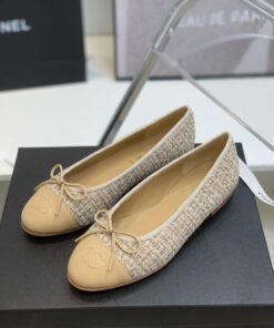 Chanel Ballet Flats Beige For Women - Image 4