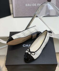 Chanel Ballet Flats White For Women - Image 9