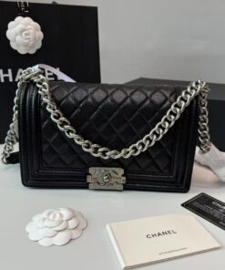 Alternative view of Chanel Boy Medium Crossbody Bag 9.8in/ 25cm Black Palladium Hardware For Women