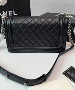 Chanel Boy Medium Crossbody Bag 9.8in/ 25cm Black Palladium Hardware For Women - Image 3
