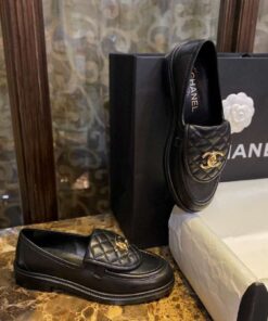 Chanel Tab Loafers Turn-lock Flats Interlocking CC Black For Women - Image 3