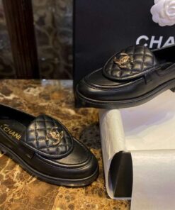 Chanel Tab Loafers Turn-lock Flats Interlocking CC Black For Women - Image 5