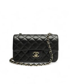 Chanel Classic Flap Bag Small Crossbody 7.9in/ 20cm Black Gold Hardware For Women A01116