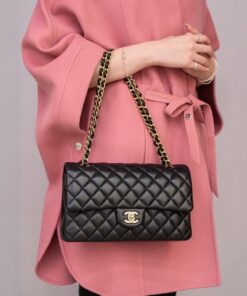Alternative view of Chanel Classic Double Flap Bag Medium Crossbody 10in/ 25.5cm Black Gold Hardware For Women A01112
