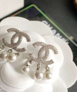 Chanel Crystal Three Pearl Earrings Gold For Women - Image 5